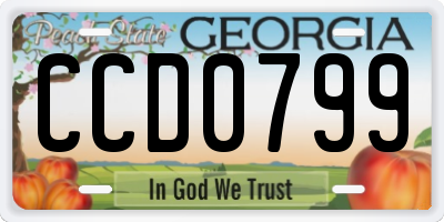 GA license plate CCD0799