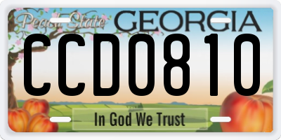 GA license plate CCD0810