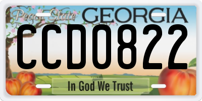 GA license plate CCD0822
