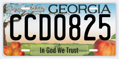 GA license plate CCD0825