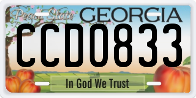 GA license plate CCD0833