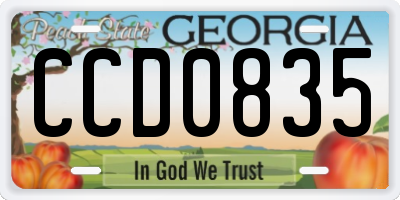 GA license plate CCD0835
