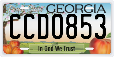 GA license plate CCD0853