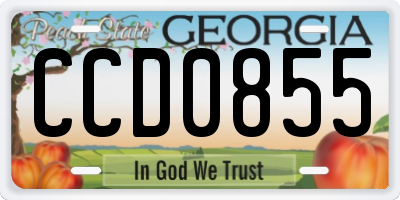 GA license plate CCD0855