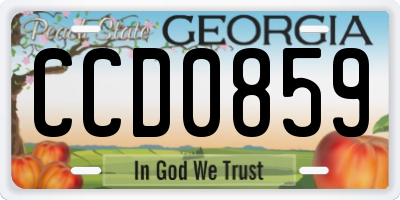 GA license plate CCD0859