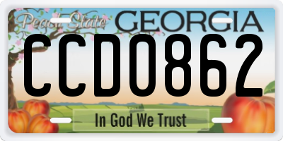 GA license plate CCD0862