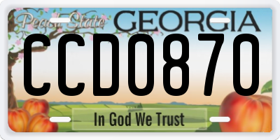 GA license plate CCD0870
