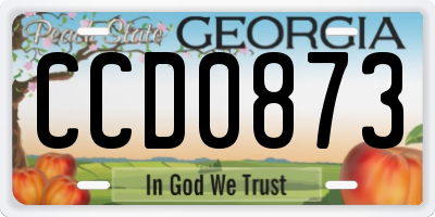 GA license plate CCD0873
