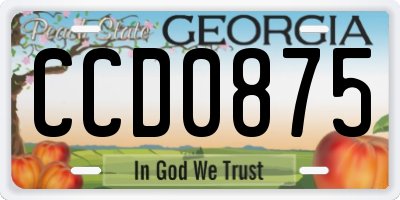 GA license plate CCD0875