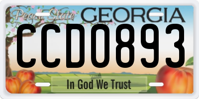 GA license plate CCD0893