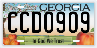 GA license plate CCD0909