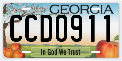 GA license plate CCD0911