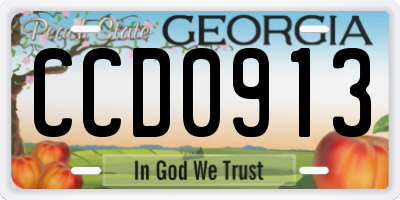 GA license plate CCD0913
