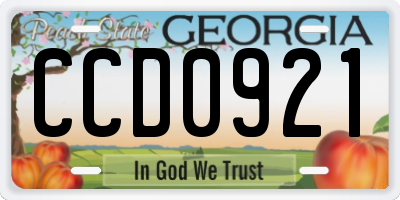 GA license plate CCD0921