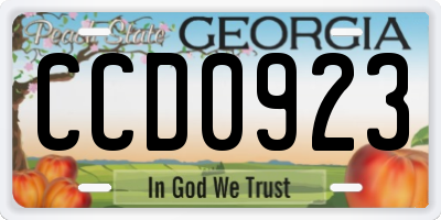 GA license plate CCD0923