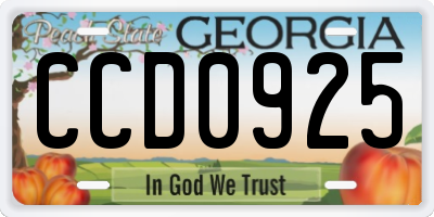 GA license plate CCD0925