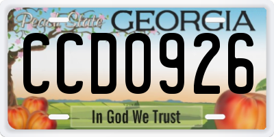 GA license plate CCD0926