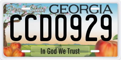 GA license plate CCD0929