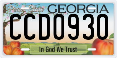 GA license plate CCD0930