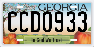 GA license plate CCD0933