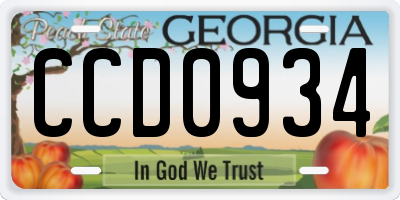 GA license plate CCD0934
