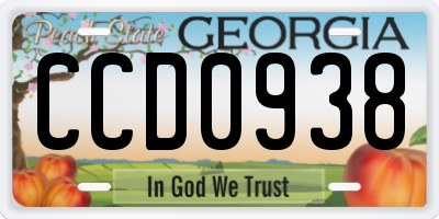 GA license plate CCD0938