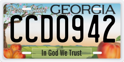 GA license plate CCD0942