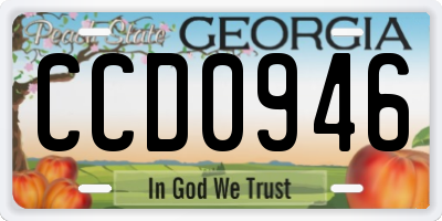 GA license plate CCD0946