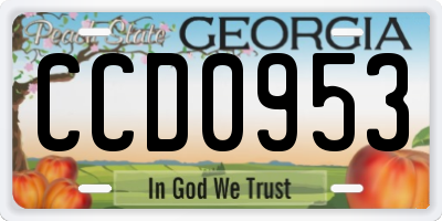 GA license plate CCD0953