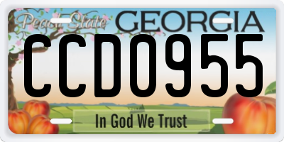 GA license plate CCD0955