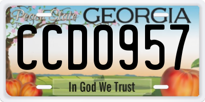GA license plate CCD0957