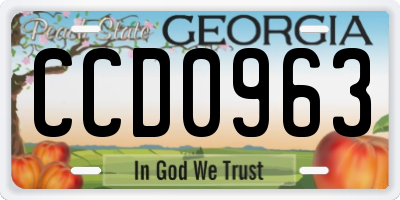 GA license plate CCD0963