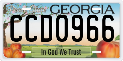GA license plate CCD0966