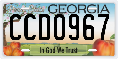 GA license plate CCD0967