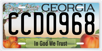 GA license plate CCD0968