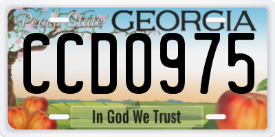 GA license plate CCD0975