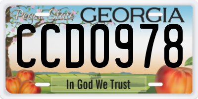 GA license plate CCD0978