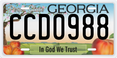 GA license plate CCD0988