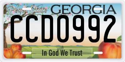 GA license plate CCD0992