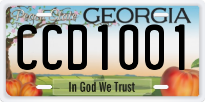 GA license plate CCD1001