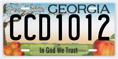 GA license plate CCD1012
