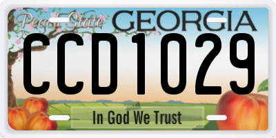 GA license plate CCD1029