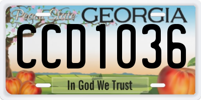 GA license plate CCD1036