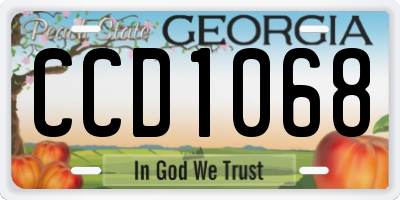 GA license plate CCD1068
