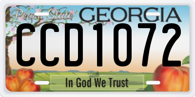 GA license plate CCD1072
