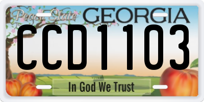 GA license plate CCD1103