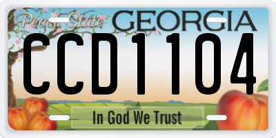 GA license plate CCD1104
