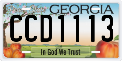 GA license plate CCD1113