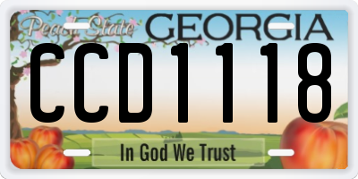 GA license plate CCD1118