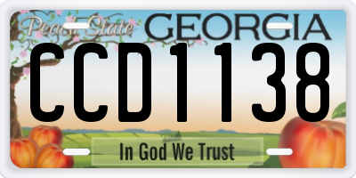 GA license plate CCD1138